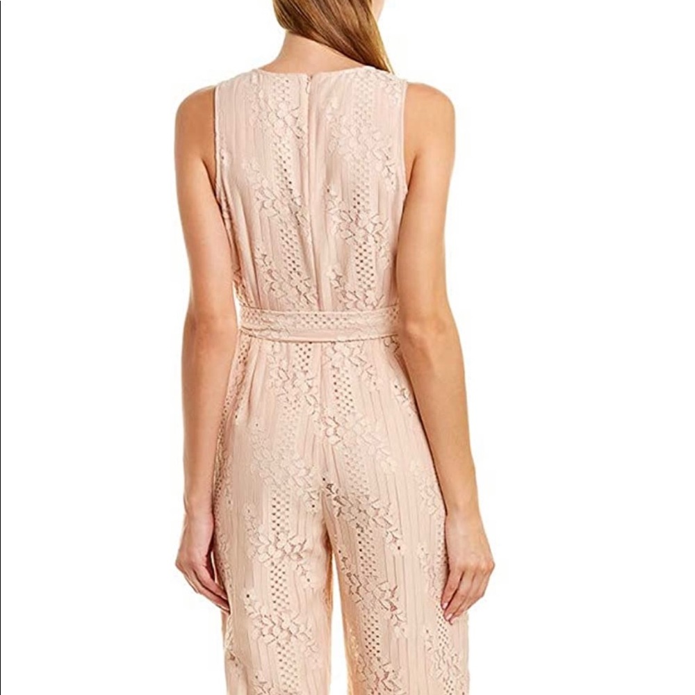 WHITE  Vince  Camuto belted loose lace jumpsuit